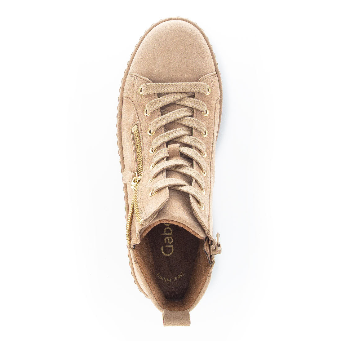 GABOR Caramel suede sneaker with shaft,