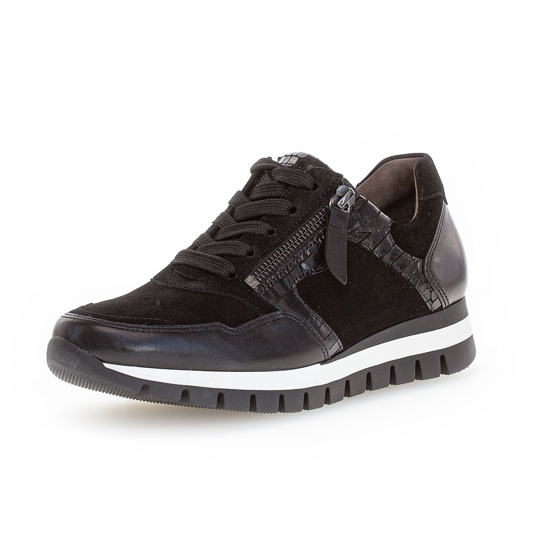 GABOR Black suede/leather sneaker m width H,