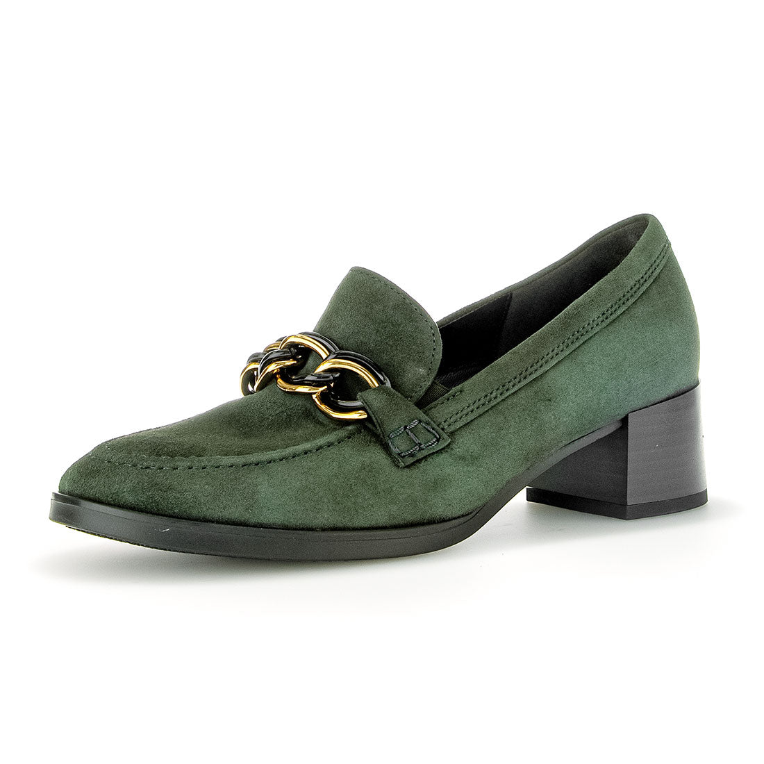 GABOR Forrest suede pump with gold buckle,