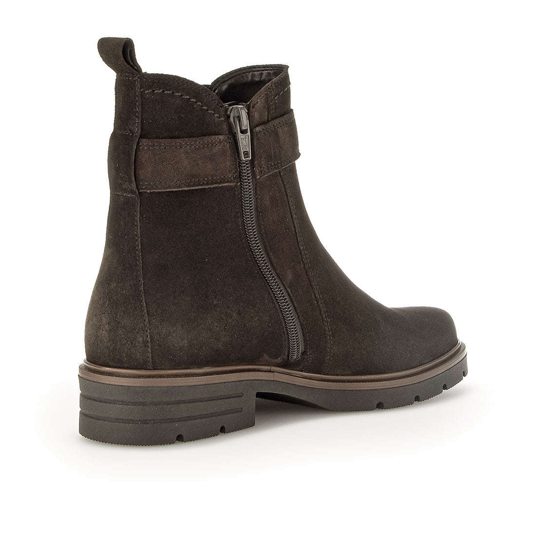 GABOR Dark brown suede boot with elastic,