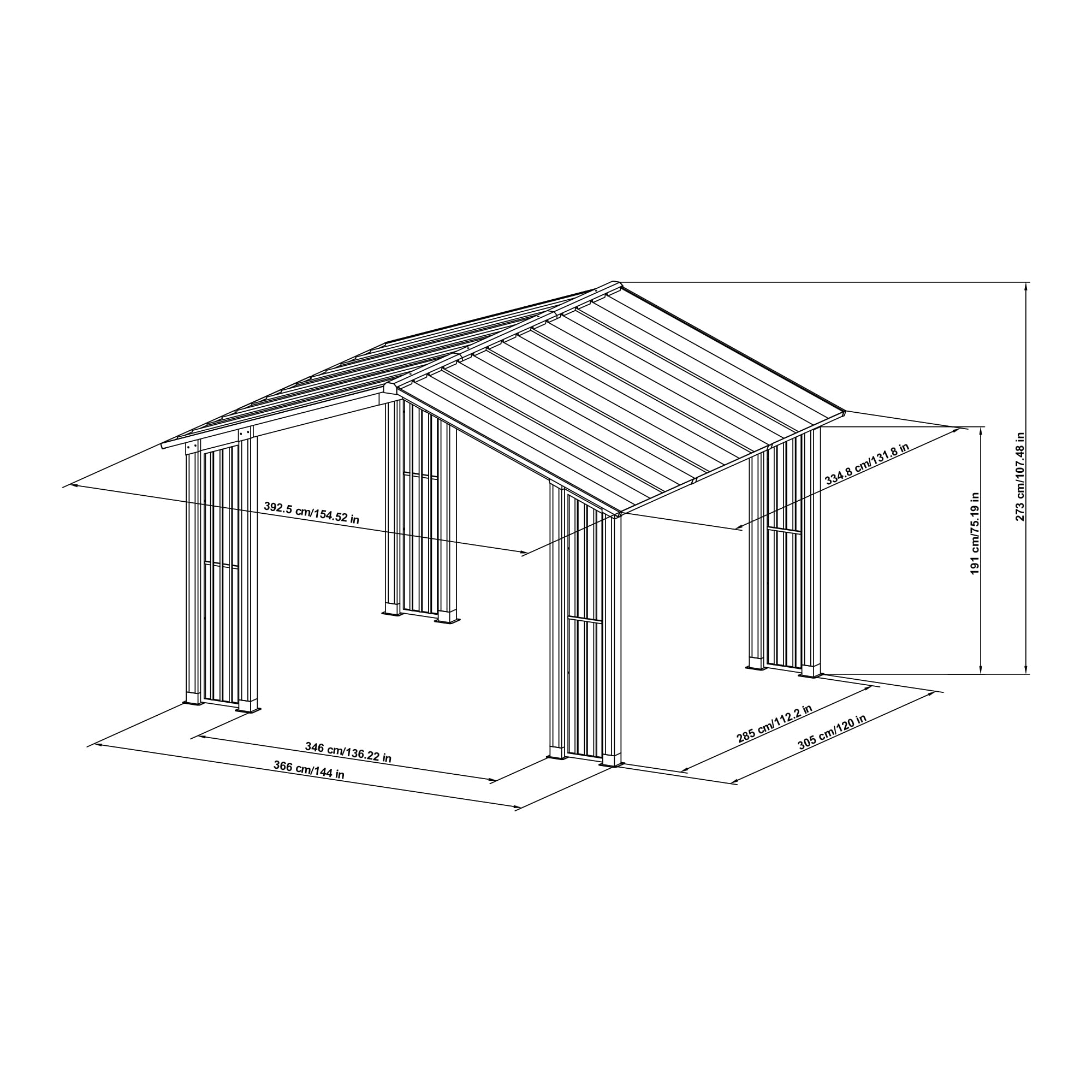 【Gazebo】11x13 Outdoor Cedar Frame Wood Gazebo with Black Steel Hardtop