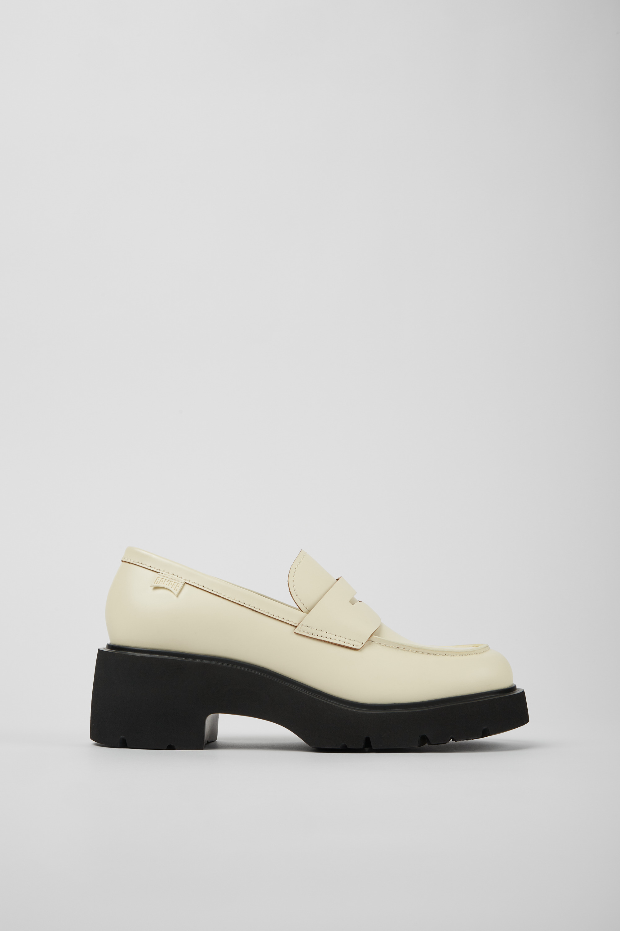 Milah White leather loafers for women