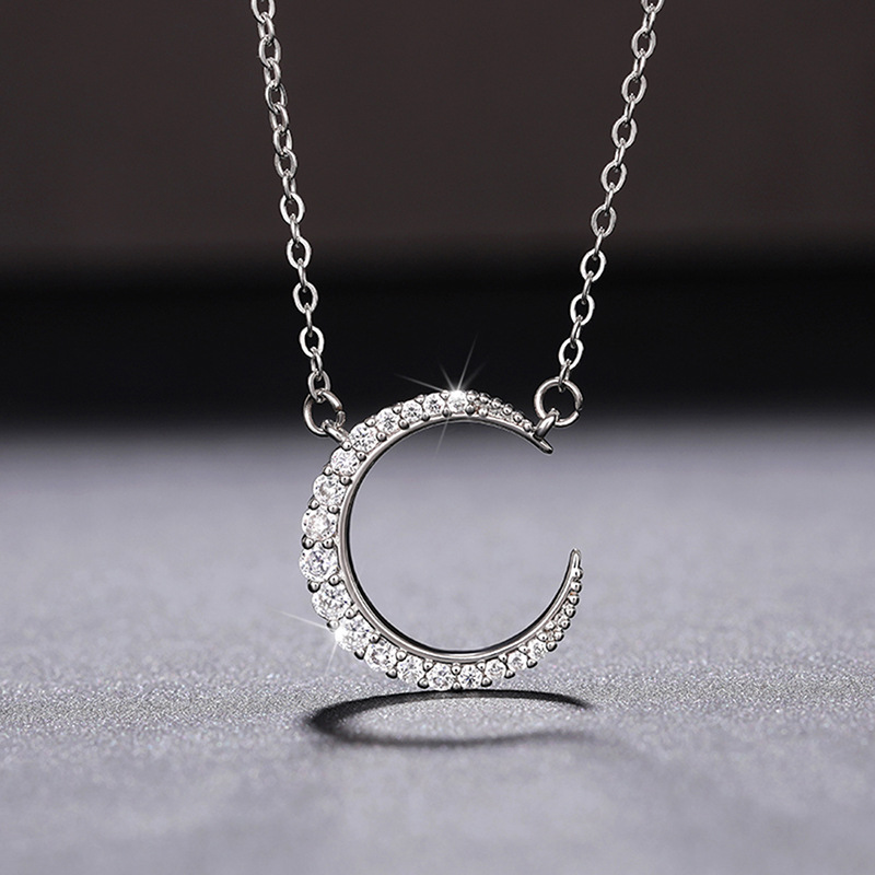 Micro-encrusted super stylish crescent moon pendant