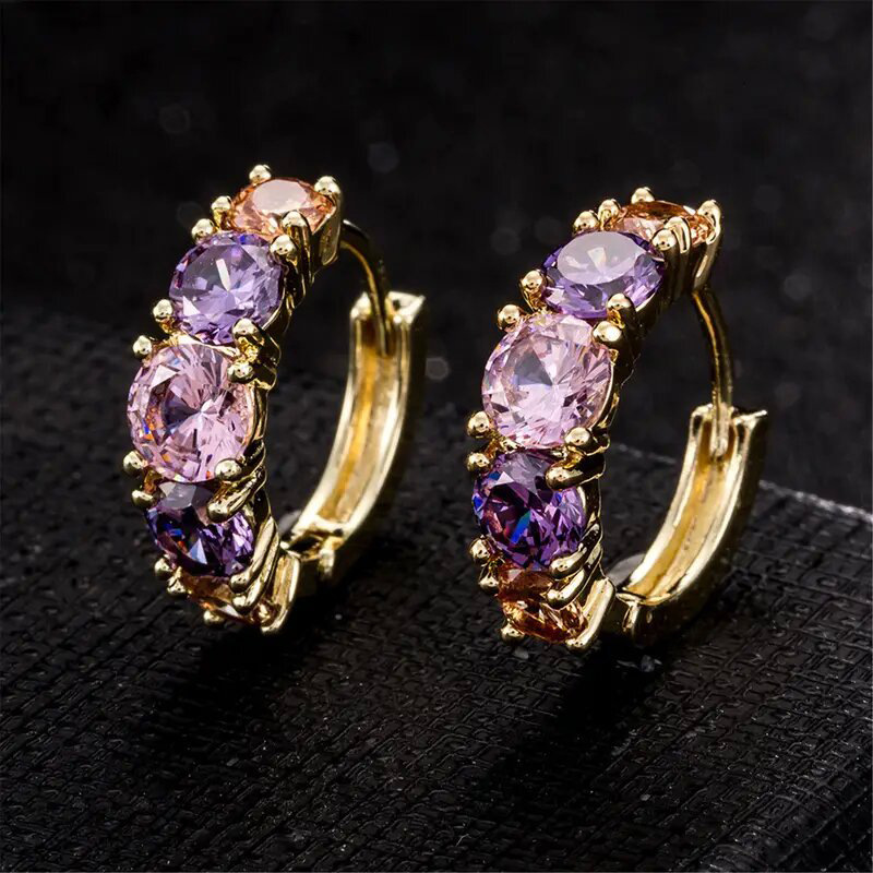 Fashion socialite high-end multi-color splicing earrings
