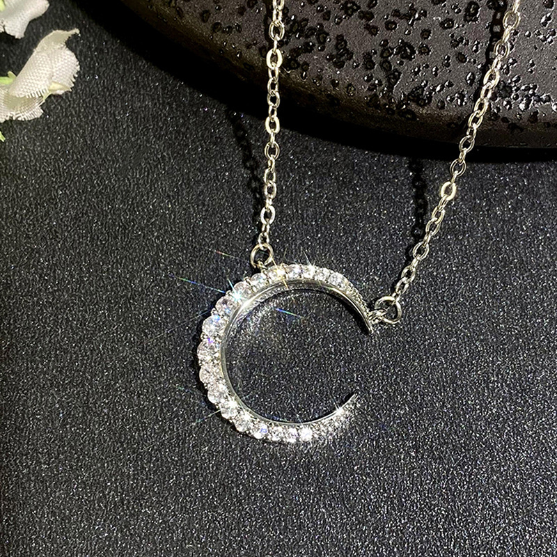 Micro-encrusted super stylish crescent moon pendant