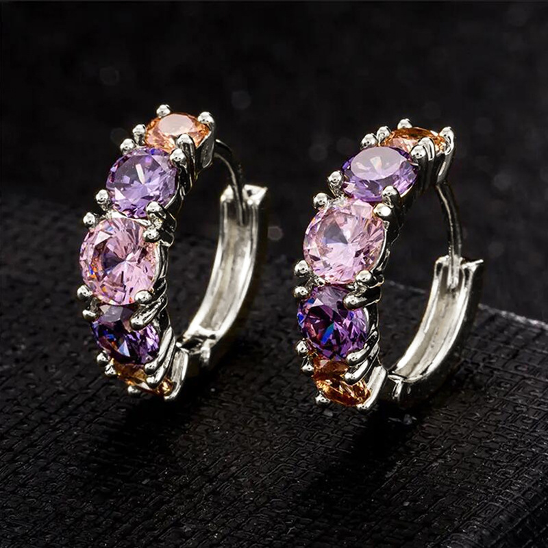 Fashion socialite high-end multi-color splicing earrings