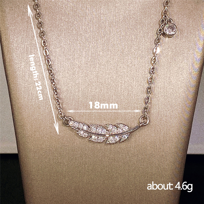 Copper inlaid pendant feather leaf clavicle chain