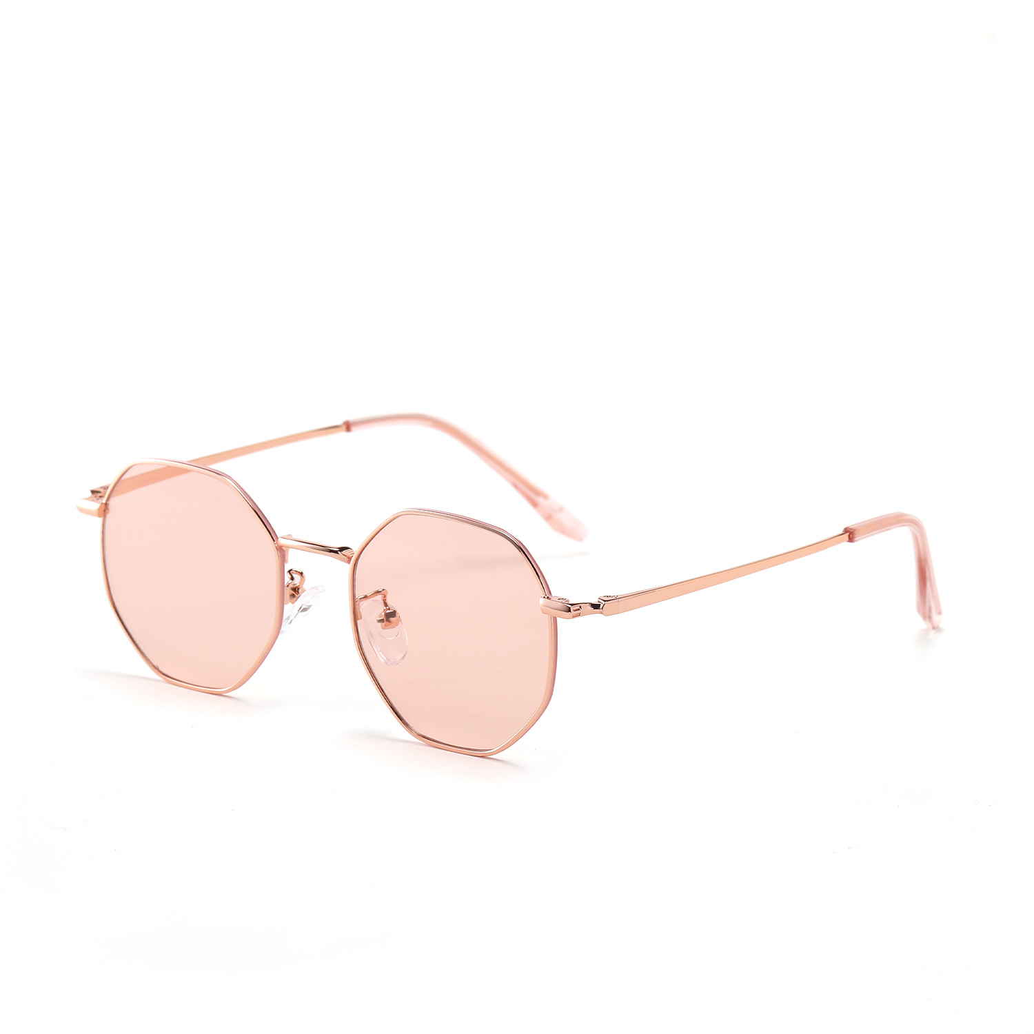 Retro frame small frame polygonal nearly circular metal glasses