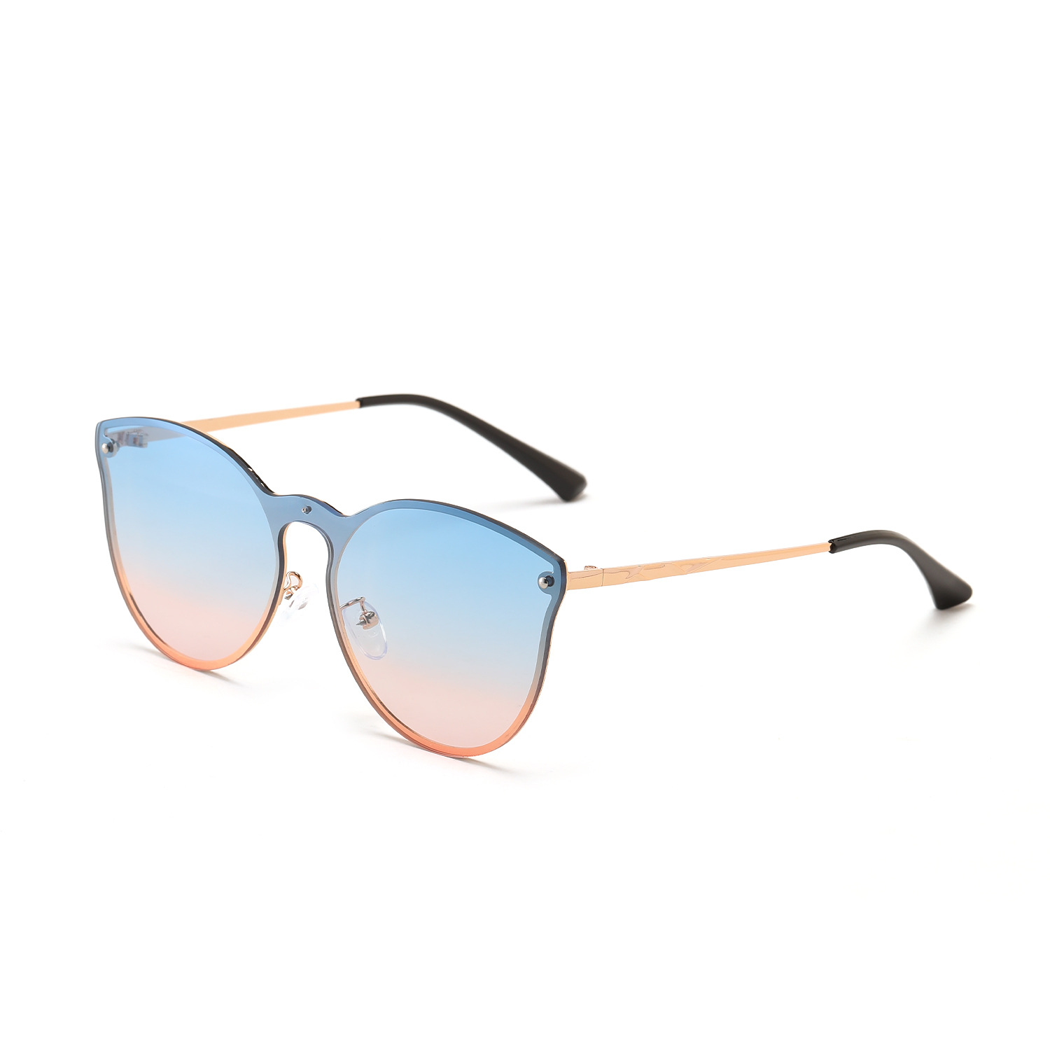 Borderless gradient rivet cat eye glasses