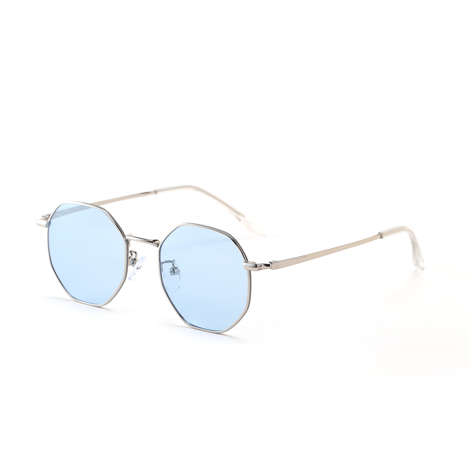 Retro frame small frame polygonal nearly circular metal glasses