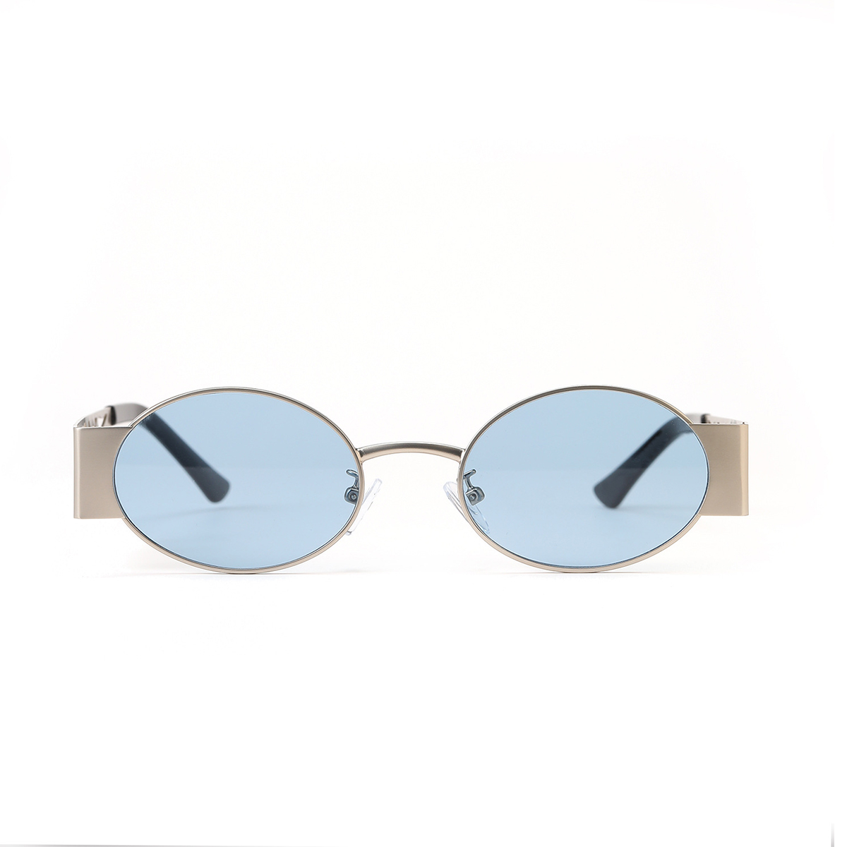 Oval hollow metal frame color lens European and American glasses