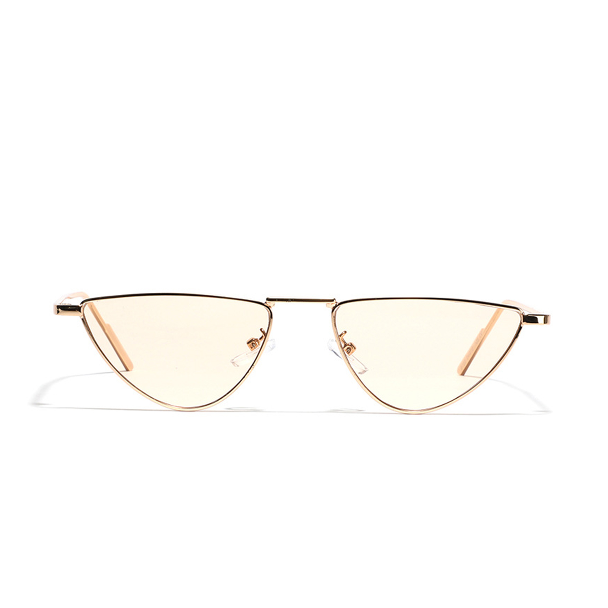 Metal glasses with pointed cat eyes and light colored lenses