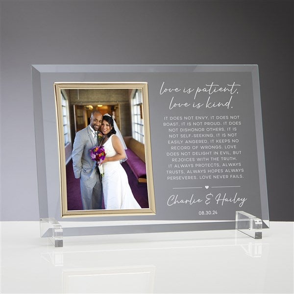 Love Is Patient Personalized Wedding Glass Frame