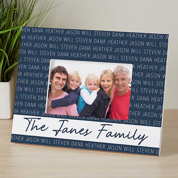 Family Repeating Name Personalized Picture Frame- Horizontal