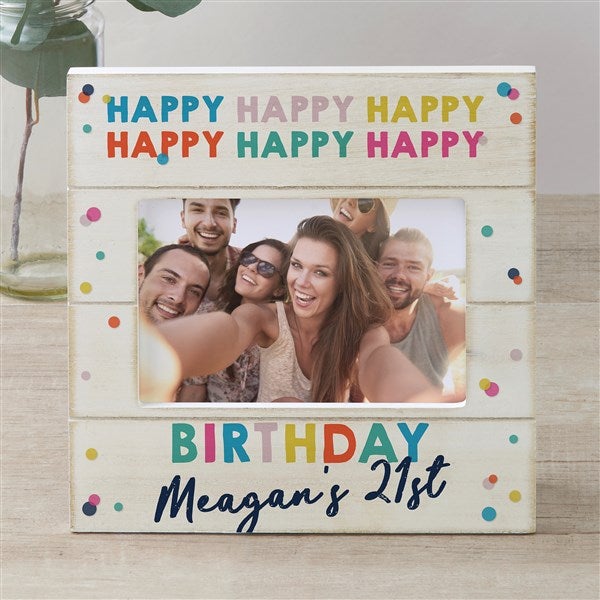 Happy Happy Birthday Personalized Shiplap Picture Frame- 4×6 Horizontal