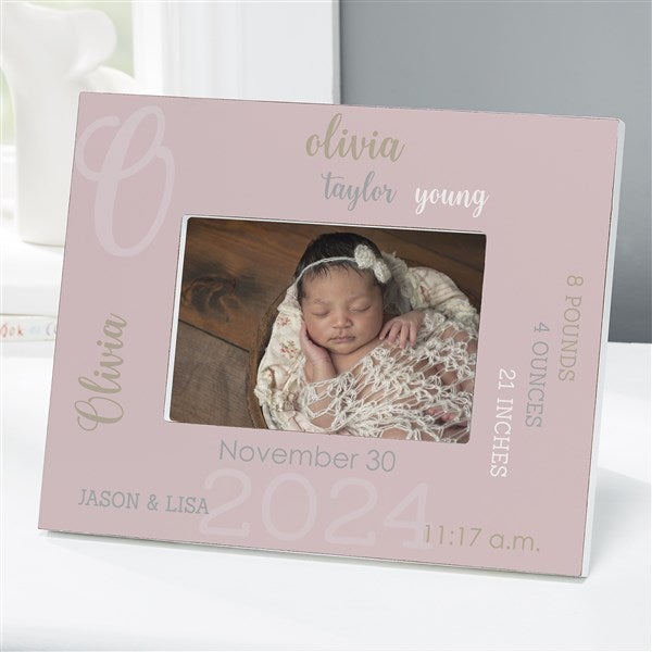 Modern All About Baby Girl Personalized 4×6 Tabletop Frame – Horizontal