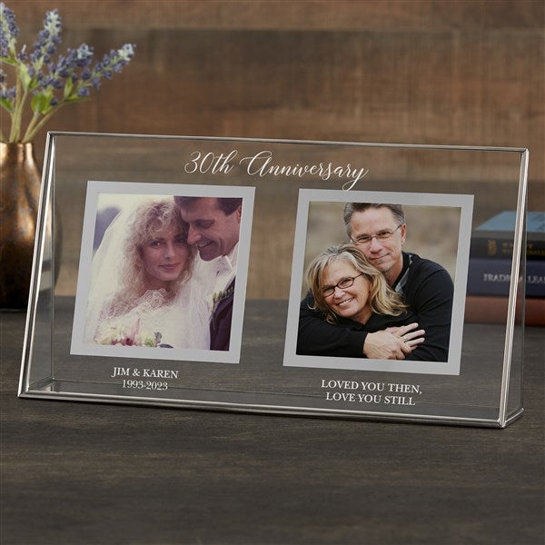 Anniversary Memories Personalized Double Photo Glass Frame
