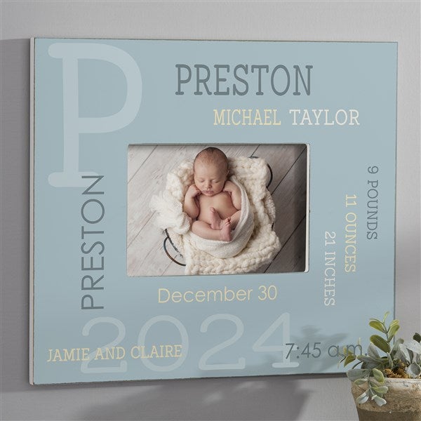 Modern All About Baby Boy Personalized 5×7 Wall Frame – Horizontal