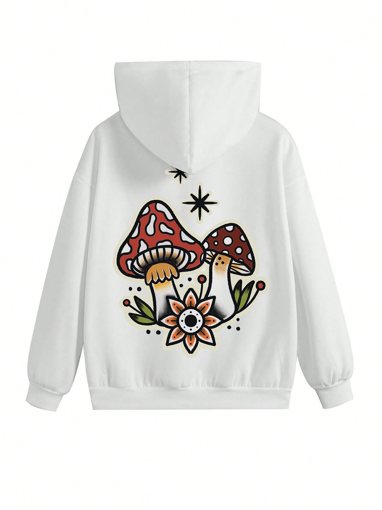 CarolTelles Women's Mushroom Printed Hooded Sweatshirt With Regular Collar