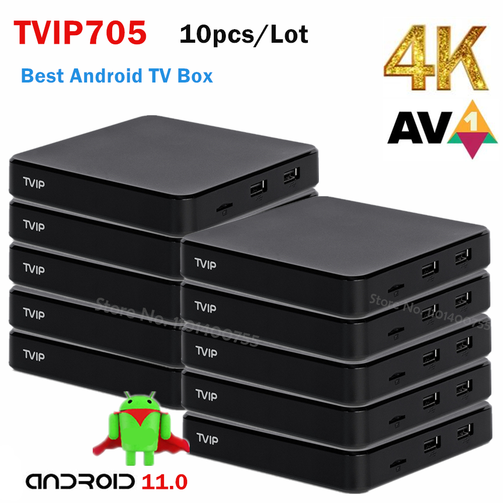 TVIP S-Box v.705 4K Ultra HD box 2.4/5 GHz WiFi Android 11 TV Box Amlogic S905W2 TVIP705 Media Player 10PCS/Lot