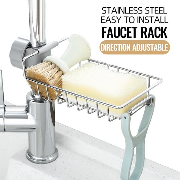 Adjustable Sink Drain Rack Sponge Storage Faucet Holder