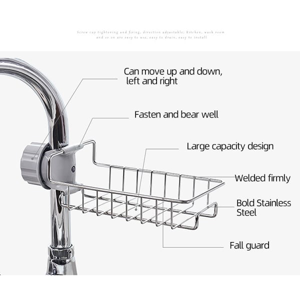 Adjustable Sink Drain Rack Sponge Storage Faucet Holder