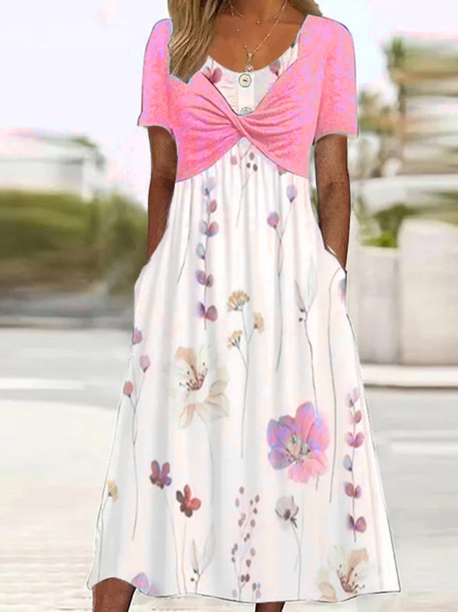 Floral Vacation Loose Crew Neck Dress