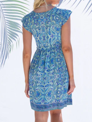 V Neck Floral Vacation Dress