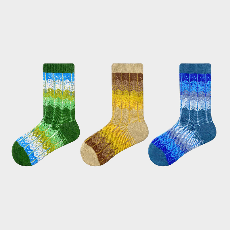 Three pairs of combed cotton breathable vintage children's socks