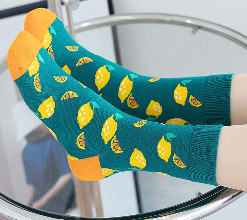 Women's Fruit Lemon Art Cotton Socks