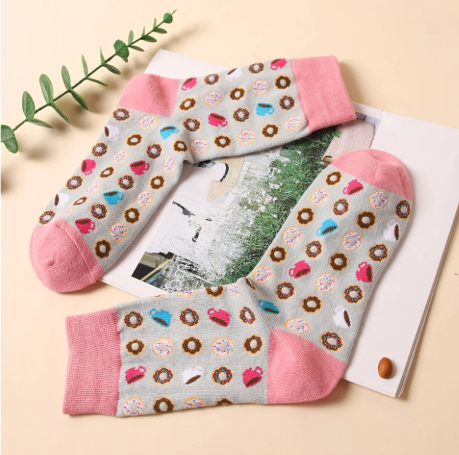Donuts Print Crew Socks