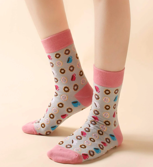 Donuts Print Crew Socks