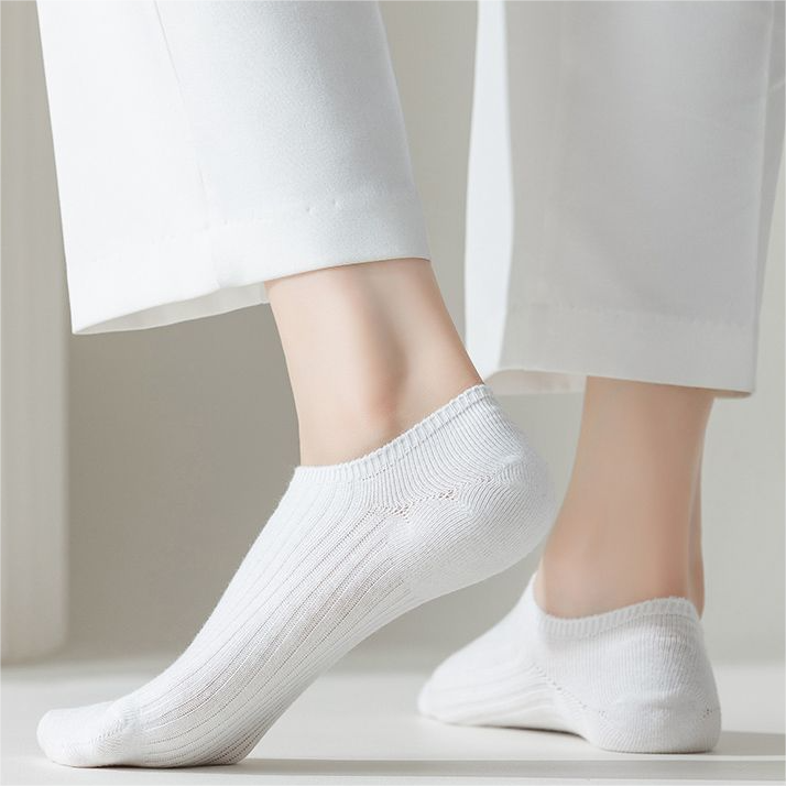 Spring and summer thin solid color Japanese double-needle invisible socks