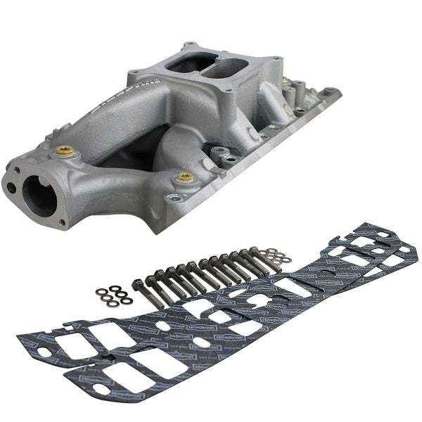 Dual Plane Aluminum Intake Manifold Kit - Square Bore - Ford SB 302 c.i. Compatible - Natural