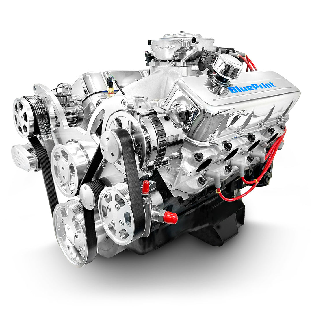 GM Big Block Compatible 496 c.i. Engine - 600 Horsepower - Deluxe Dressed with Polished Pulley Kit - Fuel Injected