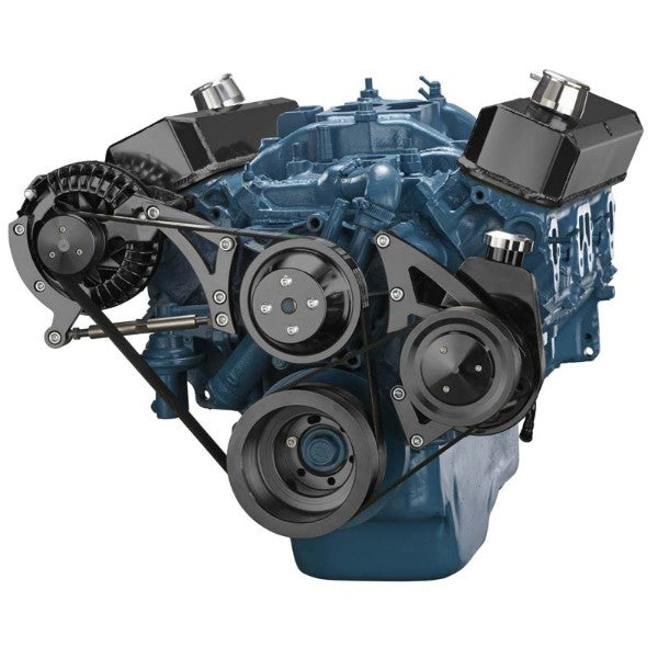 Chrysler SB Compatible Front Accessory Drive - Dual-Belt Quick Serpentine with Alternator | Power Steering | Water Pump | Brackets and Bolts