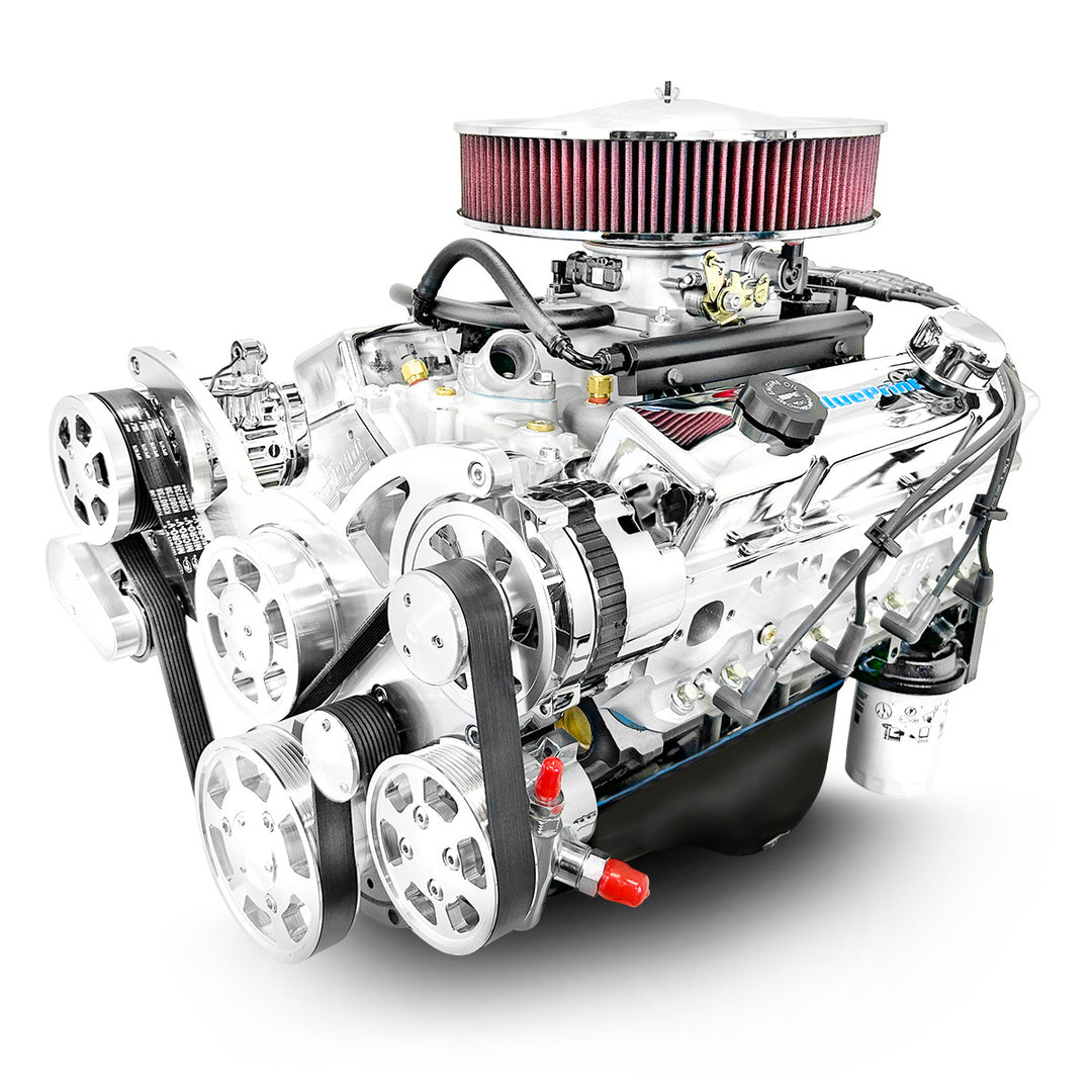 GM Small Block Compatible 400 c.i. Engine - 500 HP - Deluxe Dressed with Polished Pulley Kit - Multi-Port Fuel Injected