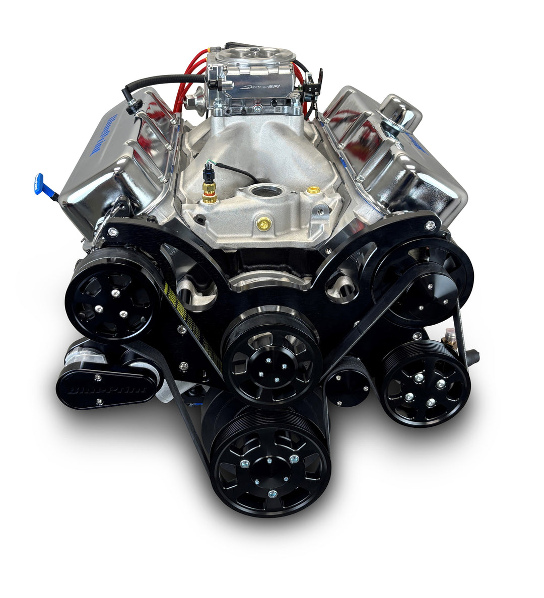 GM Big Block Compatible 496 c.i. Engine - 600 Horsepower - Deluxe Dressed - Black Pulley Kit - Fuel Injected