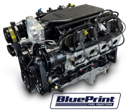 GM LS Compatible 376 c.i. Pro Series Engine - 510 Horsepower - Deluxe Dressed - Black Pulley Kit - BluePrint Engines Calibrated ECU