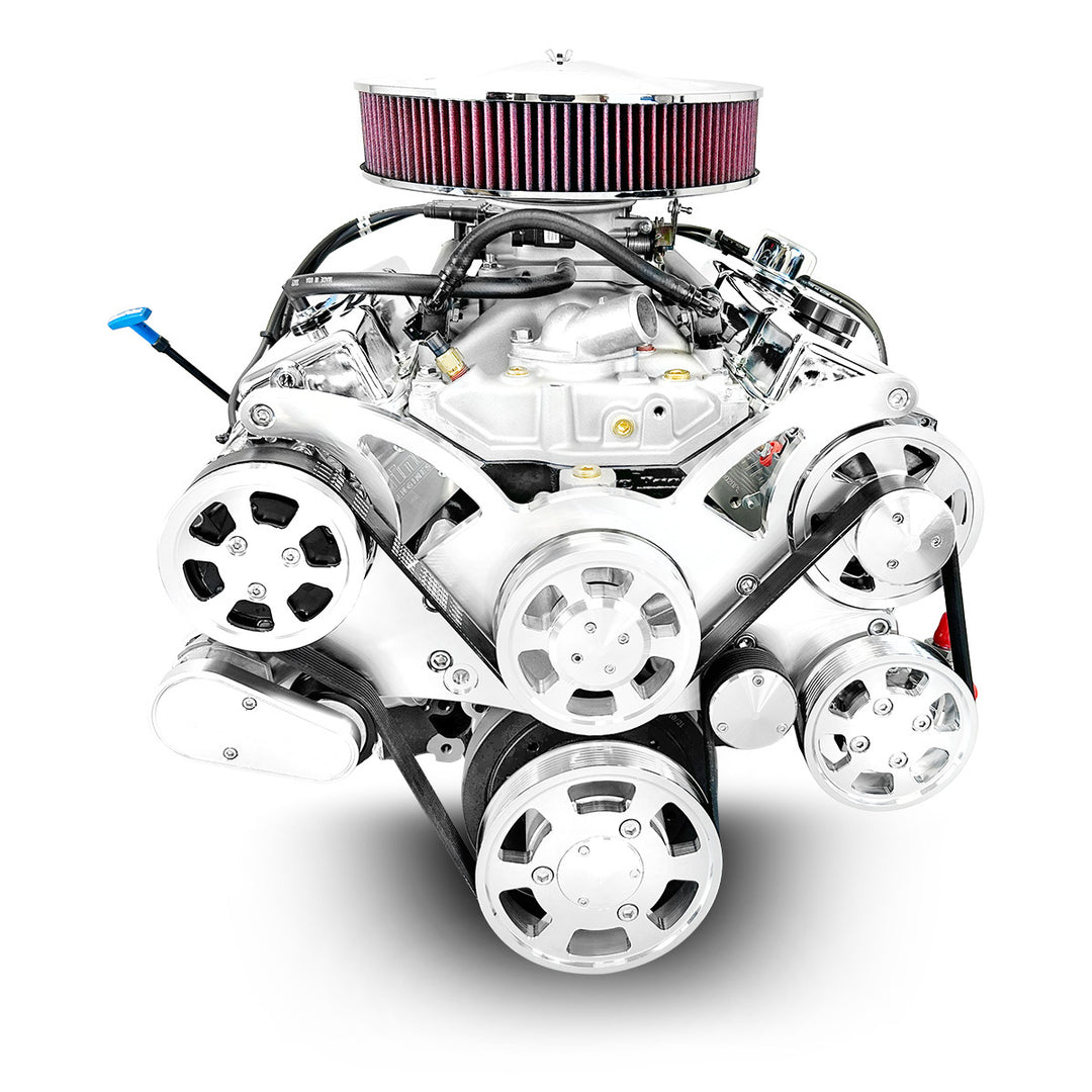 GM Small Block Compatible 400 c.i. Engine - 500 HP - Deluxe Dressed with Polished Pulley Kit - Multi-Port Fuel Injected