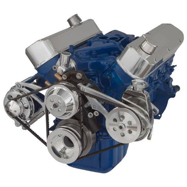 Ford 351 Windsor SB Compatible Front Accessory Drive - V-Belt with Alternator | Power Steering | Water Pump | Brackets and Bolts