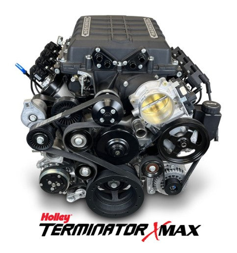 GM LS Compatible 376 c.i. Pro Series Engine - 700 Horsepower - Deluxe Dressed - Black Pulley Kit - Holley Terminator X EFI System