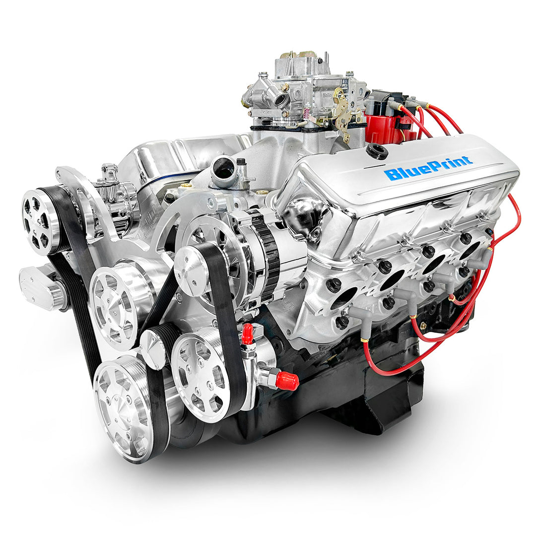 GM Big Block Compatible 496 c.i. Engine - 600 Horsepower - Deluxe Dressed - Polished Pulley Kit - Carbureted