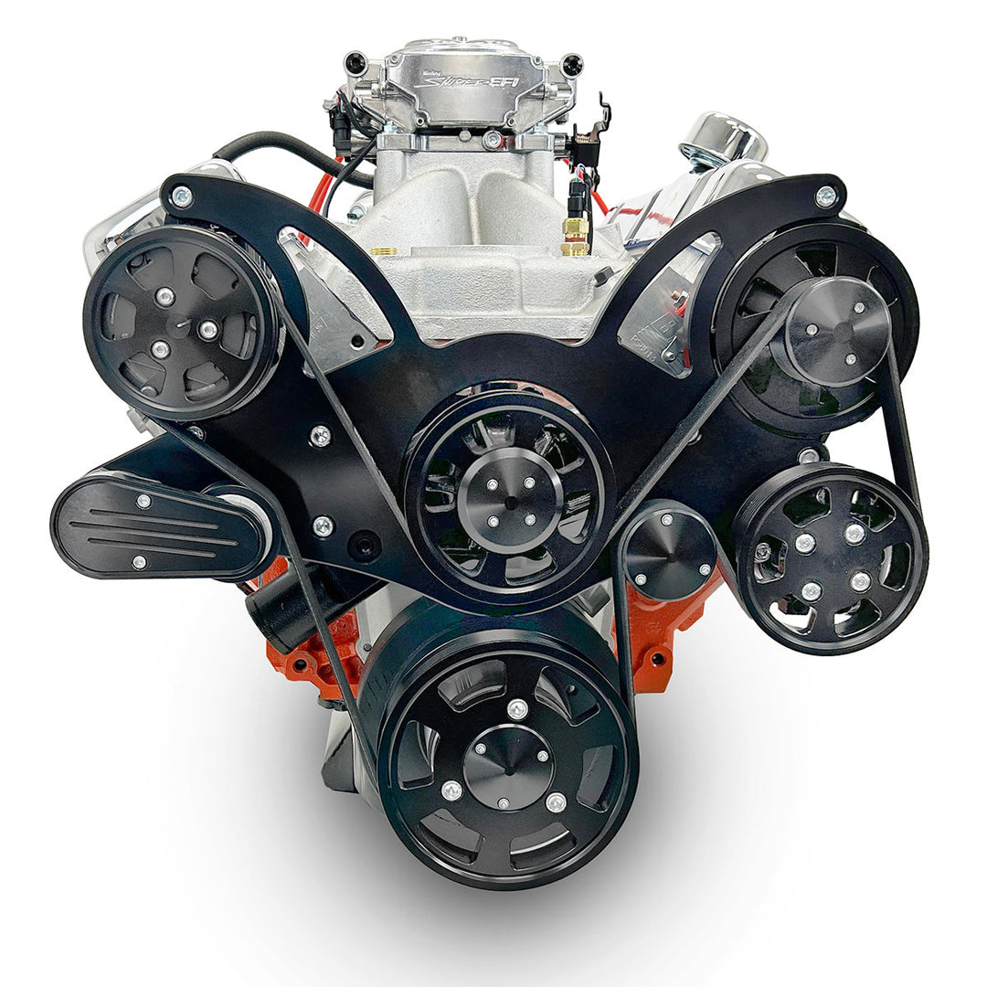 GM Big Block Compatible 502 c.i. Pro Series Engine - 627 Horsepower - Deluxe Dressed - Black Pulley Kit - Fuel Injected