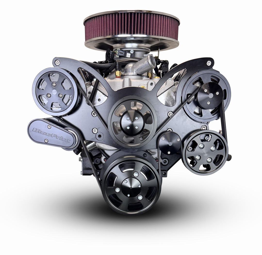 GM Small Block Compatible 400 c.i. Engine - 500 Horsepower - Deluxe Dressed with Black Pulley Kit - Multi-Port Fuel Injected