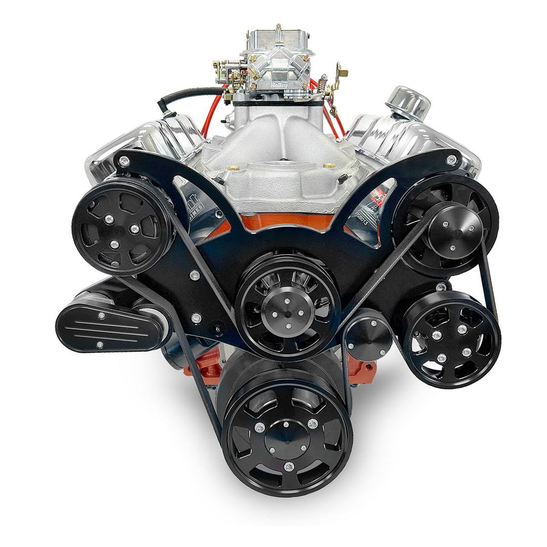 GM Big Block Compatible 502 c.i. Pro Series Engine - 627 Horsepower - Deluxe Dressed - Black Pulley Kit - Carbureted