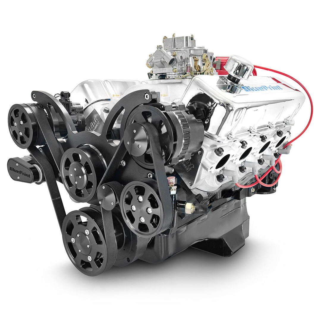 GM Big Block Compatible 454 c.i. Engine - 460 Horsepower - Deluxe Dressed - Black Pulley Kit - Carbureted