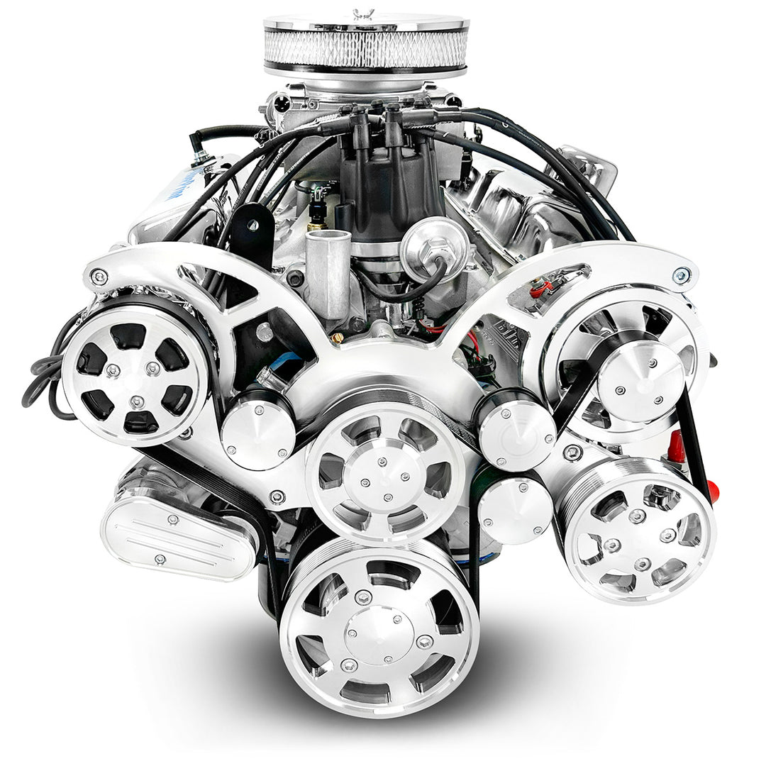 Ford Small Block Compatible 302 c.i. Engine - 361 Horsepower - Deluxe Dressed - Polished Pulley Kit - Rear Sump - Fuel Injected