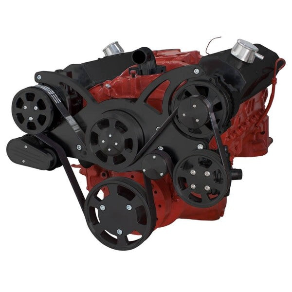 GM SB Compatible Front Accessory Drive - Full Serpentine with Alternator | AC | Power Steering | Water Pump | Brackets and Bolts