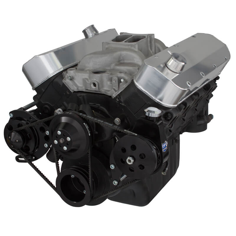 GM BB Tall Deck Compatible Front Accessory Drive - V-Belt with Alternator | Power Steering | Water Pump | Brackets and Bolts